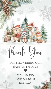 987 Winter Woodland Baby Shower Favor Tag design preview