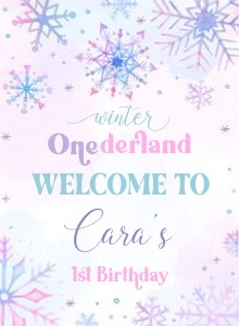 25BD Snowflakes Winter Onederland Birthday Welcome Sign design preview