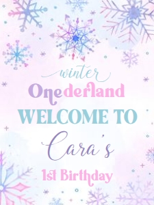 25BD Snowflakes Winter Onederland Birthday Welcome Sign 18x24: 25BD Snowflakes Winter Onederland Birthday Welcome Sign