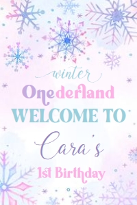 25BD Snowflakes Winter Onederland Birthday Welcome Sign 20x30: 25BD Snowflakes Winter Onederland Birthday Welcome Sign
