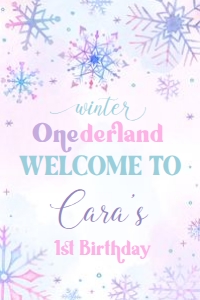 25BD Snowflakes Winter Onederland Birthday Welcome Sign 24x36: 25BD Snowflakes Winter Onederland Birthday Welcome Sign