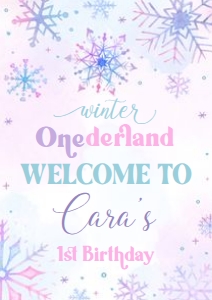 25BD Snowflakes Winter Onederland Birthday Welcome Sign A2: 25BD Snowflakes Winter Onederland Birthday Welcome Sign