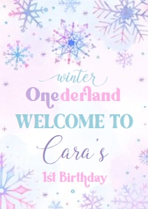 25BD Snowflakes Winter Onederland Birthday Welcome Sign A4: 25BD Snowflakes Winter Onederland Birthday Welcome Sign