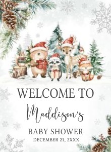 987 Winter Woodland Baby Shower Welcome Sign design preview