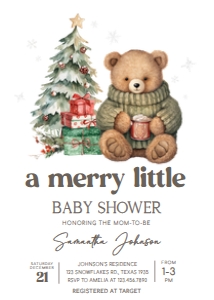 988 A Merry Little Gender Neutral Bear Baby Shower Invitation: 988 A Merry Little Gender Neutral Bear Baby Shower Invitation