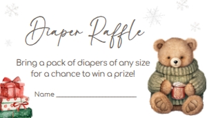 988 A Merry Little Gender Neutral Bear Baby Shower Diaper Raffle: 988 A Merry Little Gender Neutral Bear Baby Shower Invitation Set