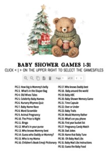 988 A Merry Little Gender Neutral Bear Baby Shower Games Bundle design preview