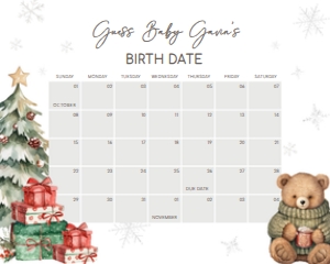 988 A Merry Little Gender Neutral Bear Baby Shower Calendar 10x8: 988 A Merry Little Gender Neutral Bear Baby Shower Calendar