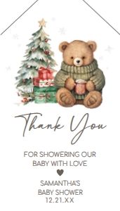988 A Merry Little Gender Neutral Bear Baby Shower Favor Tag with Line: 988 A Merry Little Gender Neutral Bear Baby Shower Favor Tags