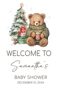 988 A Merry Little Gender Neutral Bear Baby Shower Welcome Sign 20x30: 988 A Merry Little Gender Neutral Bear Baby Shower Welcome Sign