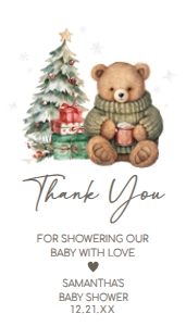 988 A Merry Little Gender Neutral Bear Baby Shower Favor Tag: 988 A Merry Little Gender Neutral Bear Baby Shower Favor Tags