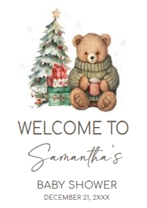 988 A Merry Little Gender Neutral Bear Baby Shower Welcome Sign A1: 988 A Merry Little Gender Neutral Bear Baby Shower Welcome Sign