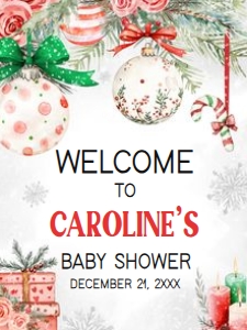 989 Red Green Christmas Ornament Baby Shower Welcome Sign 18x24: 989 Red Green Christmas Ornament Baby Shower Welcome Sign