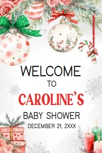 989 Red Green Christmas Ornament Baby Shower Welcome Sign 20x30: 989 Red Green Christmas Ornament Baby Shower Welcome Sign