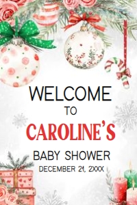 989 Red Green Christmas Ornament Baby Shower Welcome Sign 24x36: 989 Red Green Christmas Ornament Baby Shower Welcome Sign