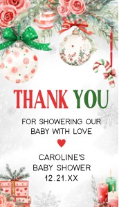 989 Red Green Christmas Ornament Baby Shower Favor Tag design preview