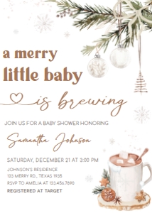 990 A Merry Little Baby is Brewing Baby Shower Invitation: 990 A Merry Little Baby is Brewing Baby Shower Invitation Set