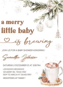 990 A Merry Little Baby is Brewing Baby Shower Invitation Set design preview