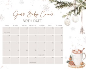 990 A Merry Little Baby is Brewing Baby Shower Calendar design preview