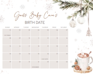 990 A Merry Little Baby is Brewing Baby Shower Calendar 20x16: 990 A Merry Little Baby is Brewing Baby Shower Calendar