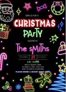31SE Neon Christmas Party Invitation C design preview
