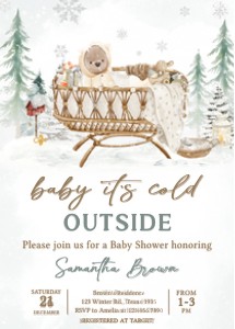 991 Baby it's Cold Outside Baby Shower Invitation Set design preview