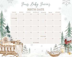 991 Baby it's Cold Outside Baby Shower Calendar 20x16: 991 Baby it's Cold Outside Baby Shower Calendar