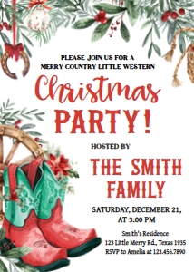 37SE Western Christmas Party Invitation A: 37SE Western Christmas Party Invitation A