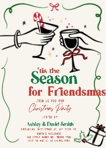 38SE Whimsical Hand Drawn Friendmas Party Invitation B design preview