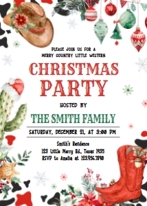 37SE Western Christmas Party Invitation B: 37SE Western Christmas Party Invitation B