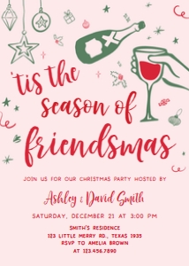 38SE Whimsical Hand Drawn Friendmas Party Invitation C: 38SE Whimsical Hand Drawn Friendmas Party Invitation C
