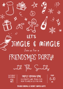 32SE Hand Drawn Christmas Party Seasonal Invitation C: 32SE Hand Drawn Christmas Party Invitation C