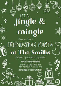 32SE Hand Drawn Christmas Party Seasonal Invitation B: 32SE Hand Drawn Christmas Party Invitation B