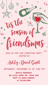 38SE Whimsical Hand Drawn Friendmas Party Mobile C: 38SE Whimsical Hand Drawn Friendmas Party Invitation C