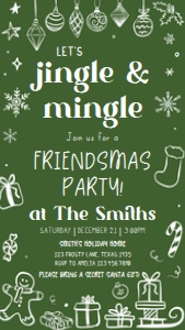 32SE Hand Drawn Christmas Party Seasonal Invitation Mobile B: 32SE Hand Drawn Christmas Party Invitation B
