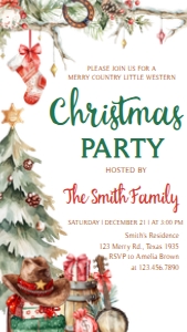 37SE Western Christmas Party Mobile C: 37SE Western Christmas Party Invitation C