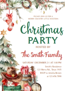 37SE Western Christmas Party Invitation C: 37SE Western Christmas Party Invitation C