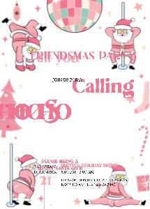 39SE Girls Funny Friendsmas Invitation A design preview