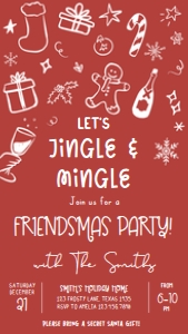32SE Hand Drawn Christmas Party Seasonal Invitation Mobile C: 32SE Hand Drawn Christmas Party Invitation C