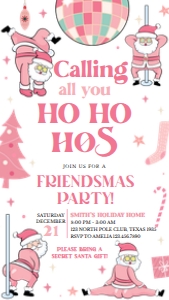 39SE Girls Funny Friendsmas Seasonal Invitation Mobile A: 39SE Girls Funny Friendsmas Invitation A