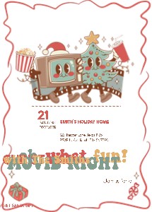 56SE Christmas Movie Night Oh What Fun Invitation B design preview