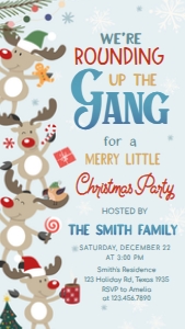 59SE Cute Reindeer Christmas Party Invitation Mobile A: 59SE Cute Reindeer Christmas Party Invitation A