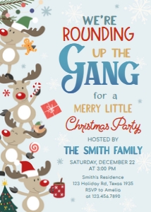 59SE Cute Reindeer Christmas Party Invitation A: 59SE Cute Reindeer Christmas Party Invitation A