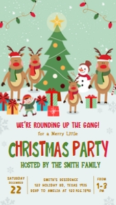 59SE Cute Reindeer Christmas Party Invitation Mobile B: 59SE Cute Reindeer Christmas Party Invitation B