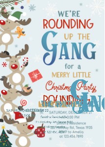 59SE Cute Reindeer Christmas Party Invitation C design preview
