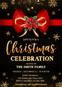 64SE Red Gold Holiday Party Invitation A: 64SE Red Gold Holiday Party Invitation A