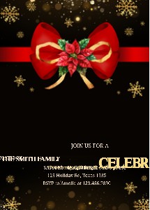 64SE Red Gold Holiday Party Invitation B design preview