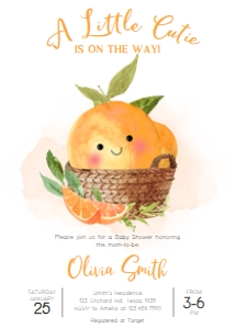 1005 Little Cutie Baby Shower Invitation Set design preview
