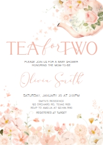1006 Tea for Two Baby Shower Invitation A design preview