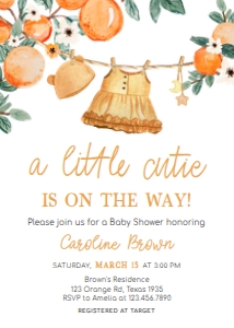 1003 A Little Cutie Baby Shower Invitation Set A design preview